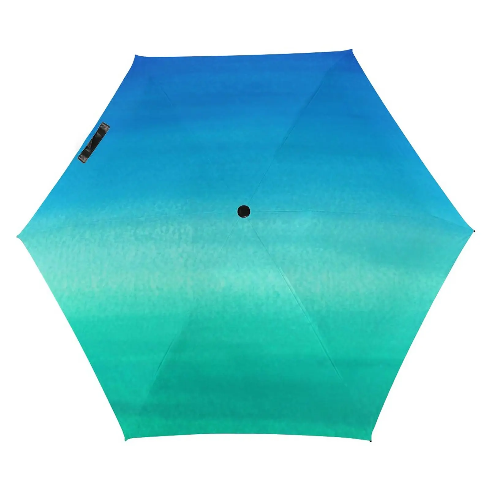 

Blue Green Ombre Pocket Umbrella Watercolor Neon Ocean 5 Fold 6 Ribs Umbrella Ligthweight Windproof Umbrellas for Male Female