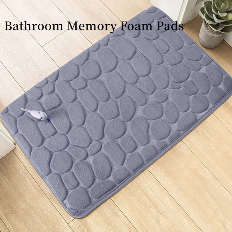 

Home Bath Coral Cashmere Mats Embossed Stone Household Memory Foam Embroidered Bathroom Thickening Absorbent Floor Mat