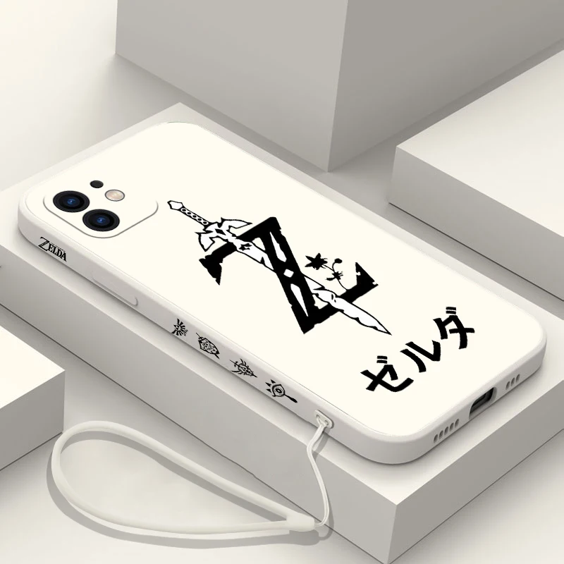 Game The Legend of Zeldas Phone Case For iPhone 14 13 12 11 Pro Max Mini X XR XS MAX SE20 8 7 Plus Silicone Case with Hand Strap