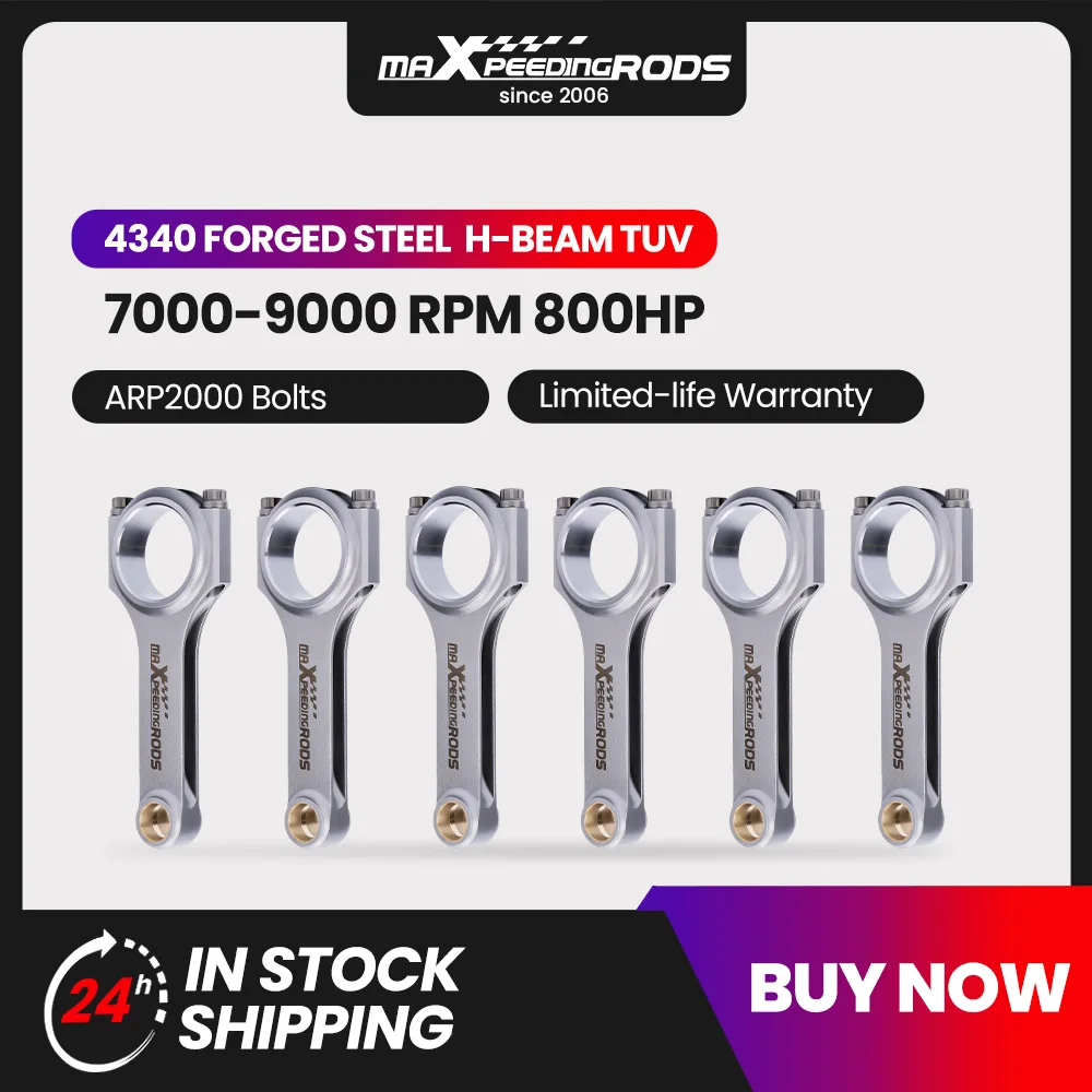 

4340 Connecting Rods for BMW E36 3.0L M3 S50B30 European model 1992-1995 5.59'' Steel H-Beam Conrods ARP 2000 New Balanced Steel