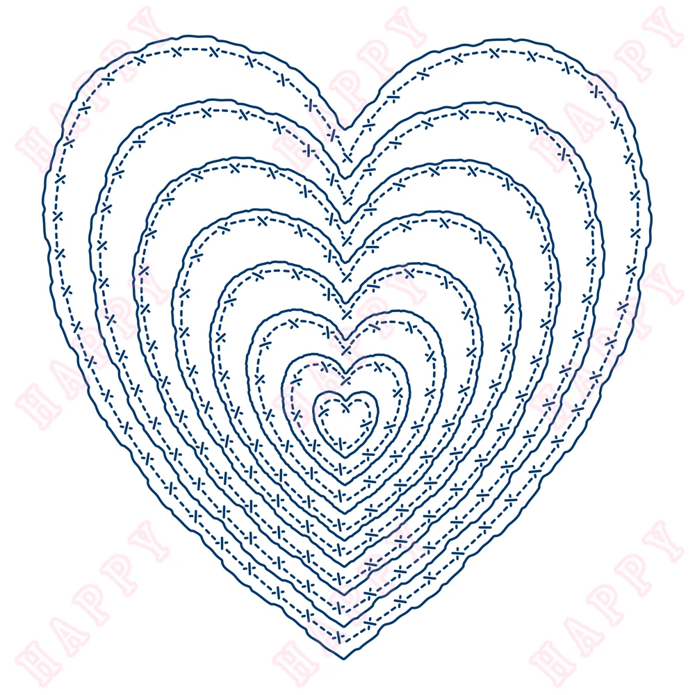 

New Arrival Hemstitch Heart Metal Cutting Dies Scrapbook Diary Diy Decoration Paper Embossing Template Greeting Card Molds 2022