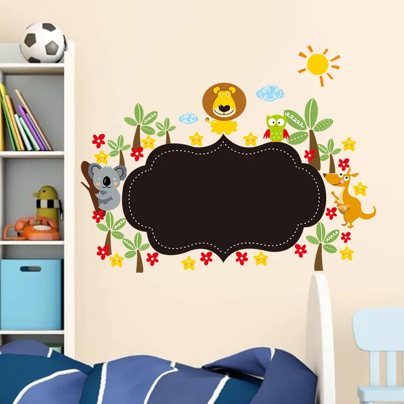 

Removable Vinyl Jungle Animals Draw Blackboard Sticker Wall Chalk Board Multifunction Learning Chalkboard School Office Supplies