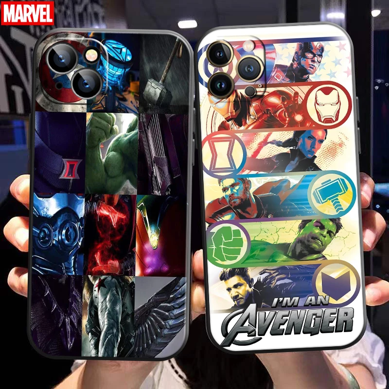 

Marvel avegers Logo For Apple iPhone 13 12 11 Pro 12 13 Mini X XR XS Max SE 5S 6 7 8 Plus Phone Case Liquid Silicone Black coque