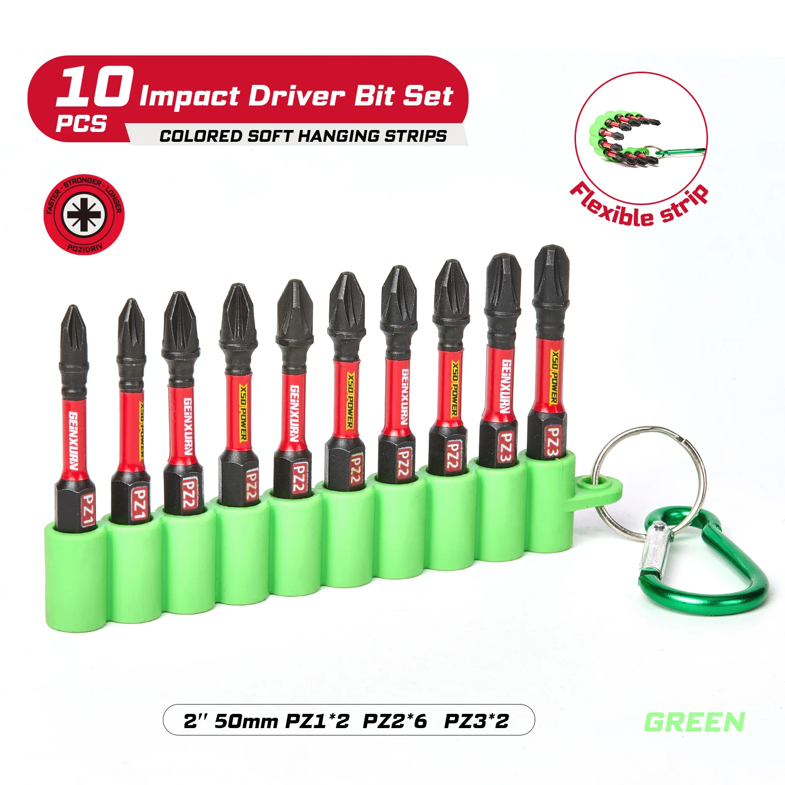 

Набор бит для отверток Geinxurn Impact Pozidriv PZ1/2/3