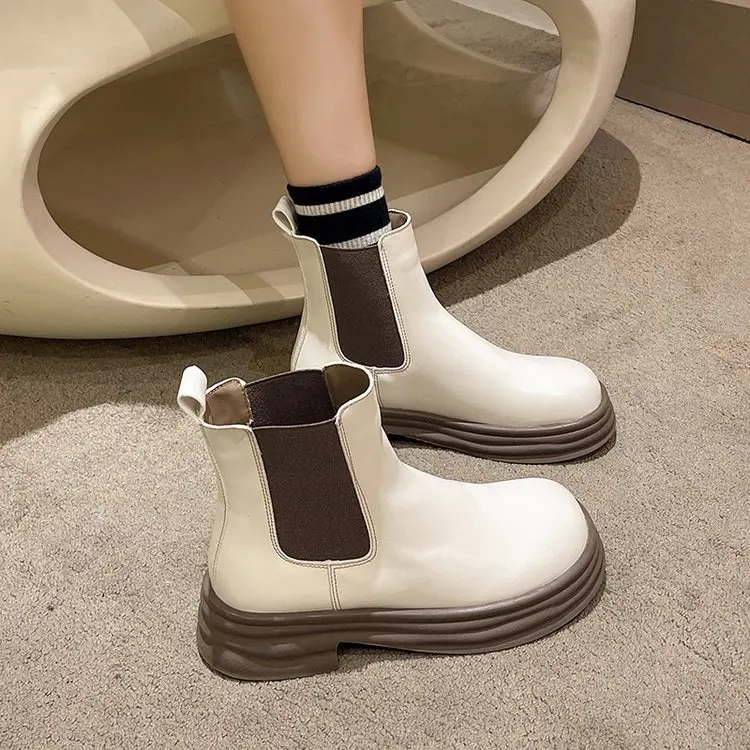 

Colorful Shoes Women Sneakers Platform Thick Sole Slip-on 2022 Fashion Heels Basic Ankle Lace-Up Fabric Mixed Colors PU Round To