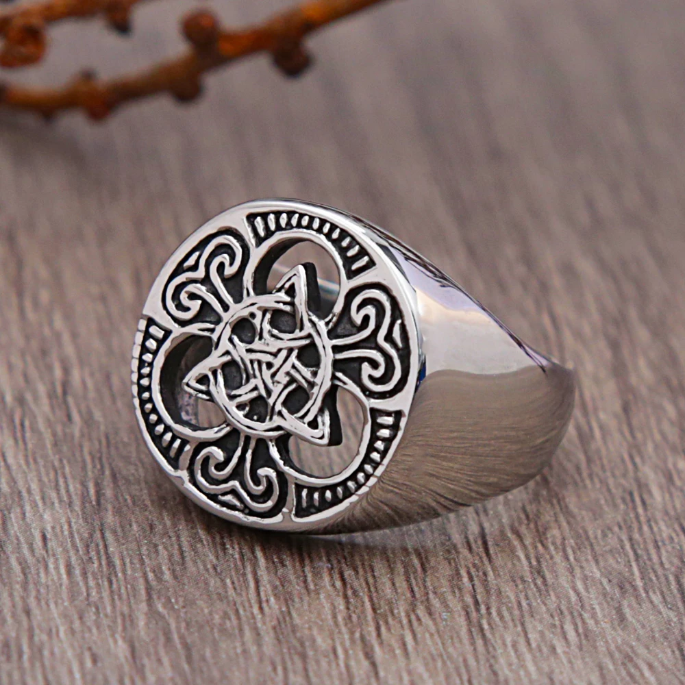 

Vintage Viking Celtics Knot Ring Men Nordic Stainless Steel Odin Trinity Ring Biker Amulet Viking Jewelry Gifts Wholesale