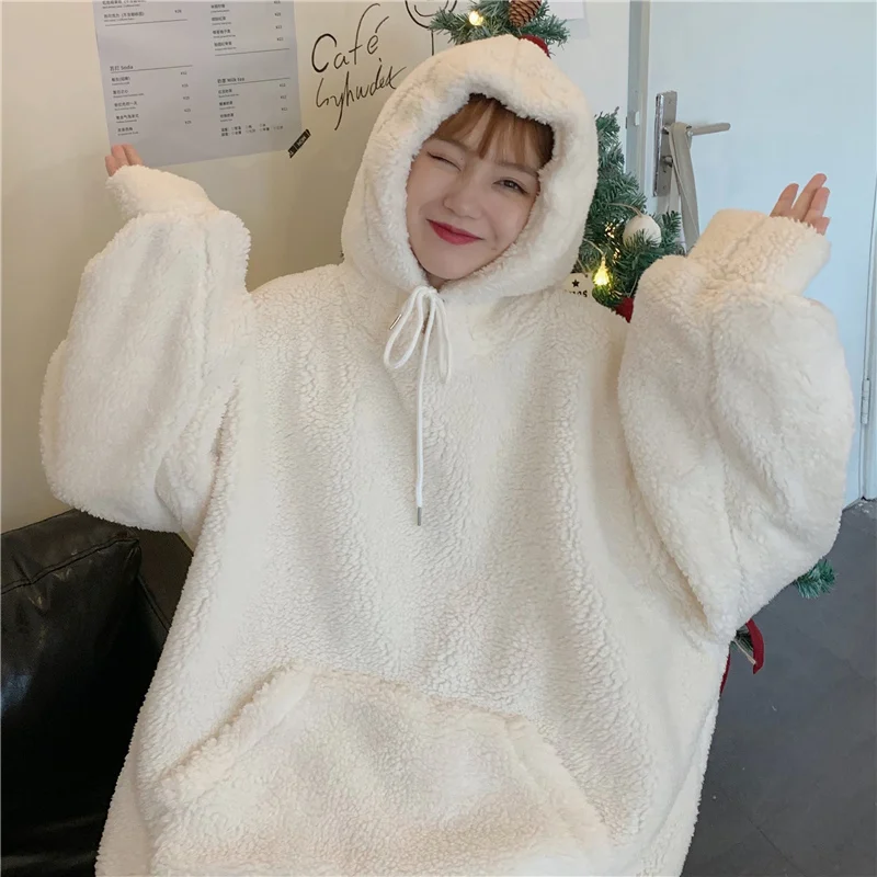 

Женский зимний флисовый джемпер Y2k, милый японский Модный молодежный джемпер в стиле Харадзюку, винтажные готические топы, одежда унисекс, ...