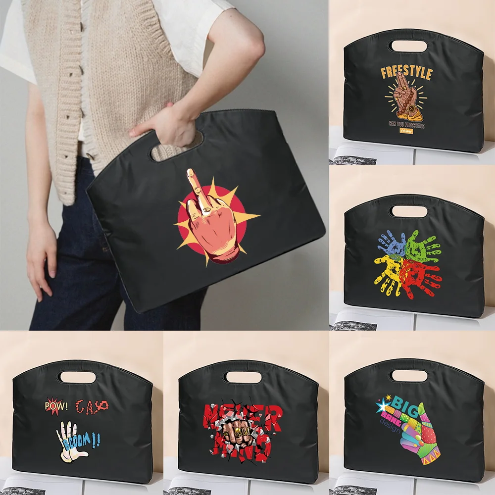 Briefcase Handbag Business Hand Series Pattern Conference Tablet Laptop Case Sleeve File Document Information Meeting Tote Bag