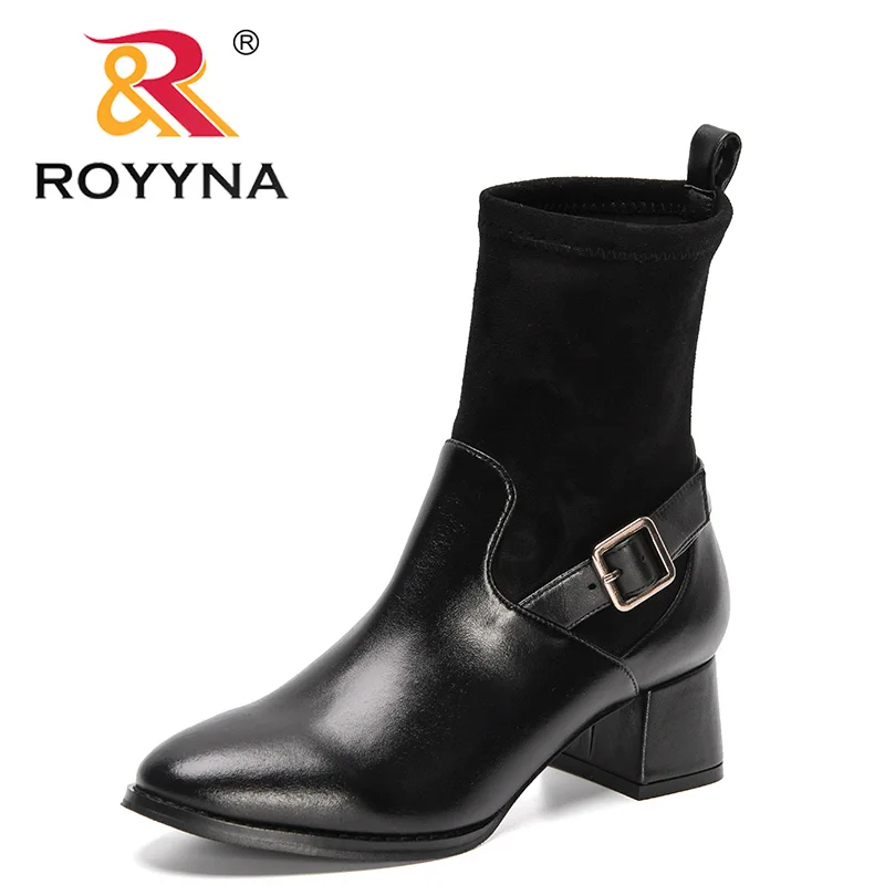 

Ботильоны ROYYNA женские на высоком каблуке, дизайнерские кожаные ботинки, Свадебная обувь для вечеринки, Осень-зима 2022