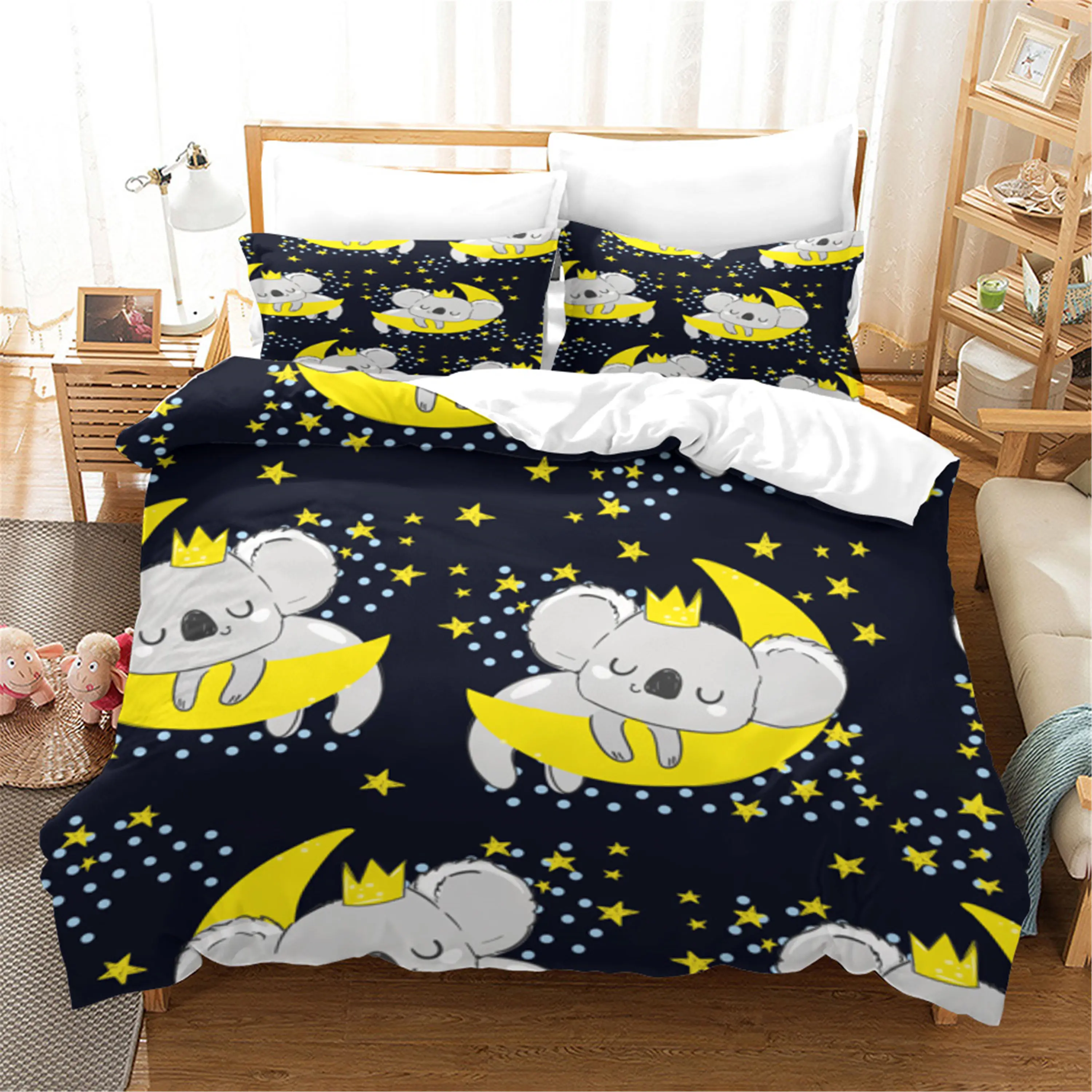 

Pink/Blue/Green Koala Duvet Cover Set 2/3 Pcs Kids Gift Bedclothes For Boys Girls Pillowcase(No Sheets) Koala Bedding Set 3D