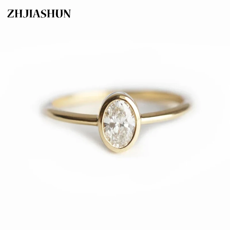 

ZHAJIASHUN Classic Oval Solitaire Moissanite Engagement Ring 14k Gold Ring Bridal Wedding Ring Unique Rings
