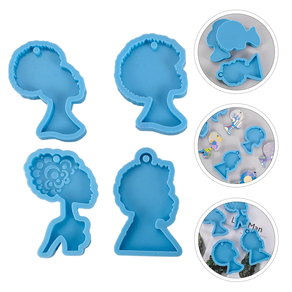

Keychain Silicone Mold Molds Pendant Mould Jewelry Resin Casting Clay Diy Woman Chocolate Tray Afro Cake Candy Epoxy Earing