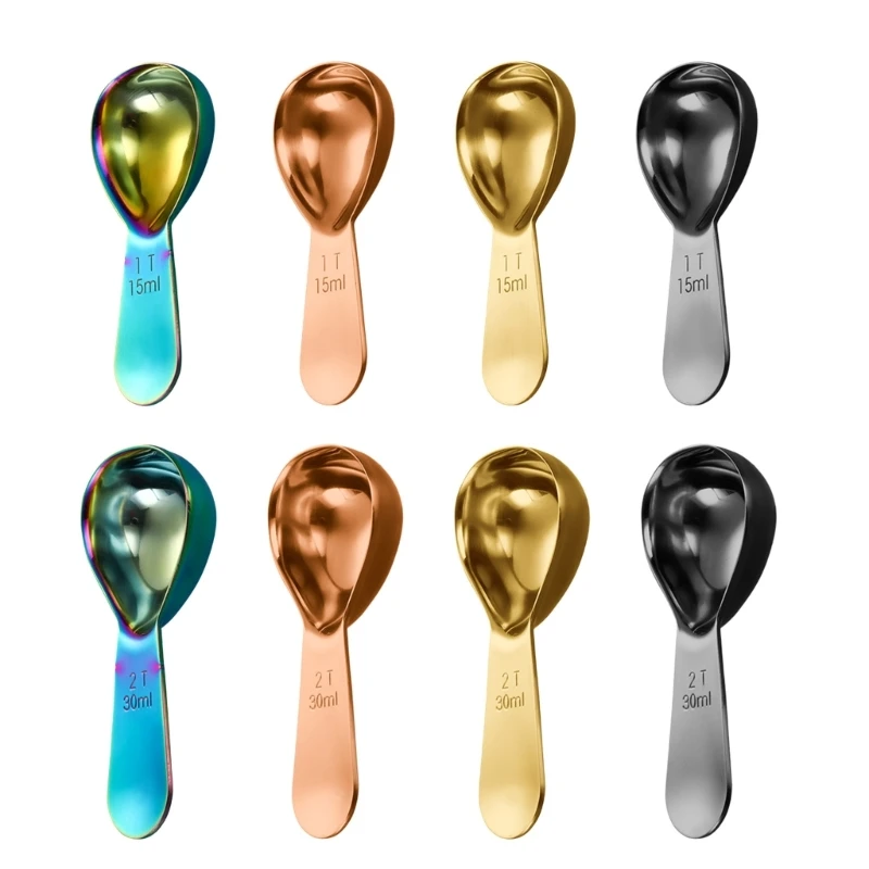 

New 4-Color 304 Stainless Steel Coffee Powder Spoon with Graduation 30ml 15ml Baking Tool Coffee Bean Measuring Spoon