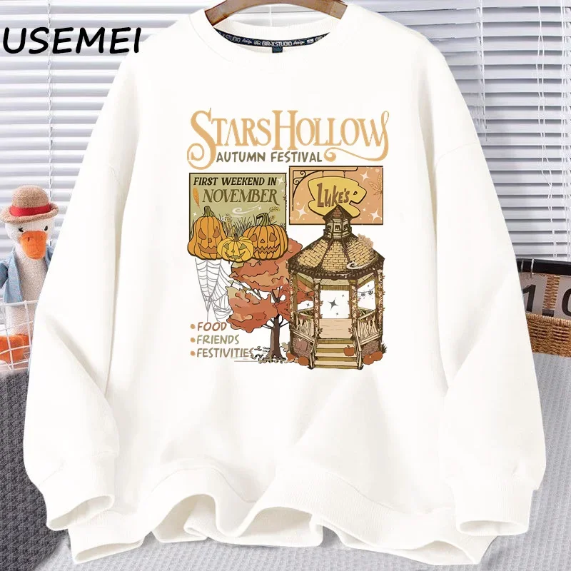 Ретро звезды полые Gilmore-Девушки Графические толстовки с круглым вырезом Женская