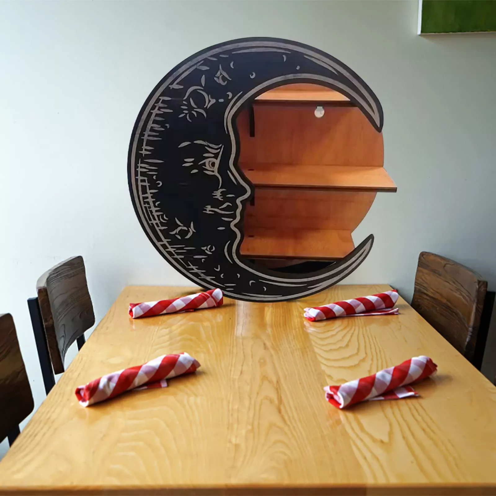 

Cresent Moon Shelf Crystal Display for Essential Oils Wall Decor for Children Bedroom Living Room Decoration