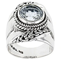 fashion green stone chain spiral rings for men women vintage silver color ring female party anniversary gift statement jewelry
