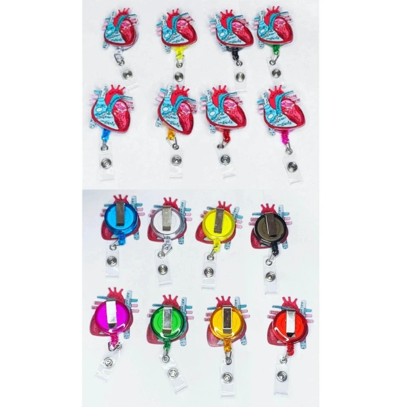 652F 4 шт. катушка для значков с изображением сердца выдвижной медицинский значок