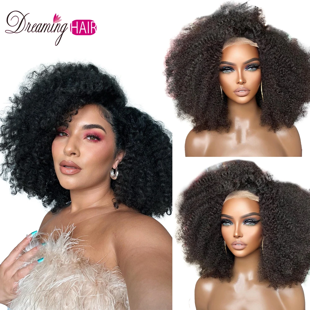 

4B 4C Brazilian Afro Kinky Curly Wig Human Hair 13x4 Curly Lace Front Human Hair Wigs Glueless Lace Frontal Wig 180% Density