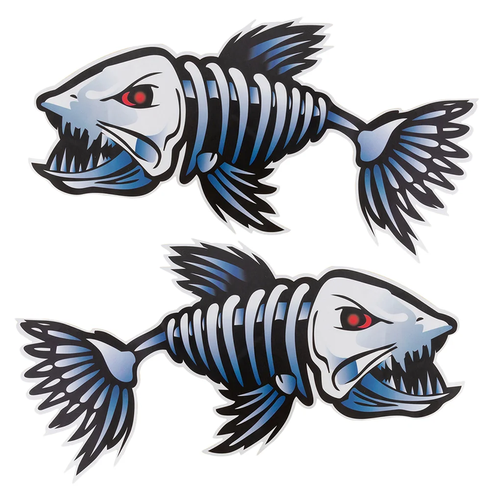 

2 PCs Outdoors Stickers Kayak Pvc Sticker Fish Bones Latte Self-adhesive