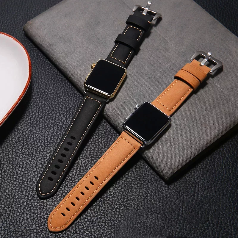 Genuine Leather strap For Apple Watch Band 44mm 40mm 38mm 42mm Retro belt correa bracelet iwatch series 6 se 5 4 3 7 45mm 41mm