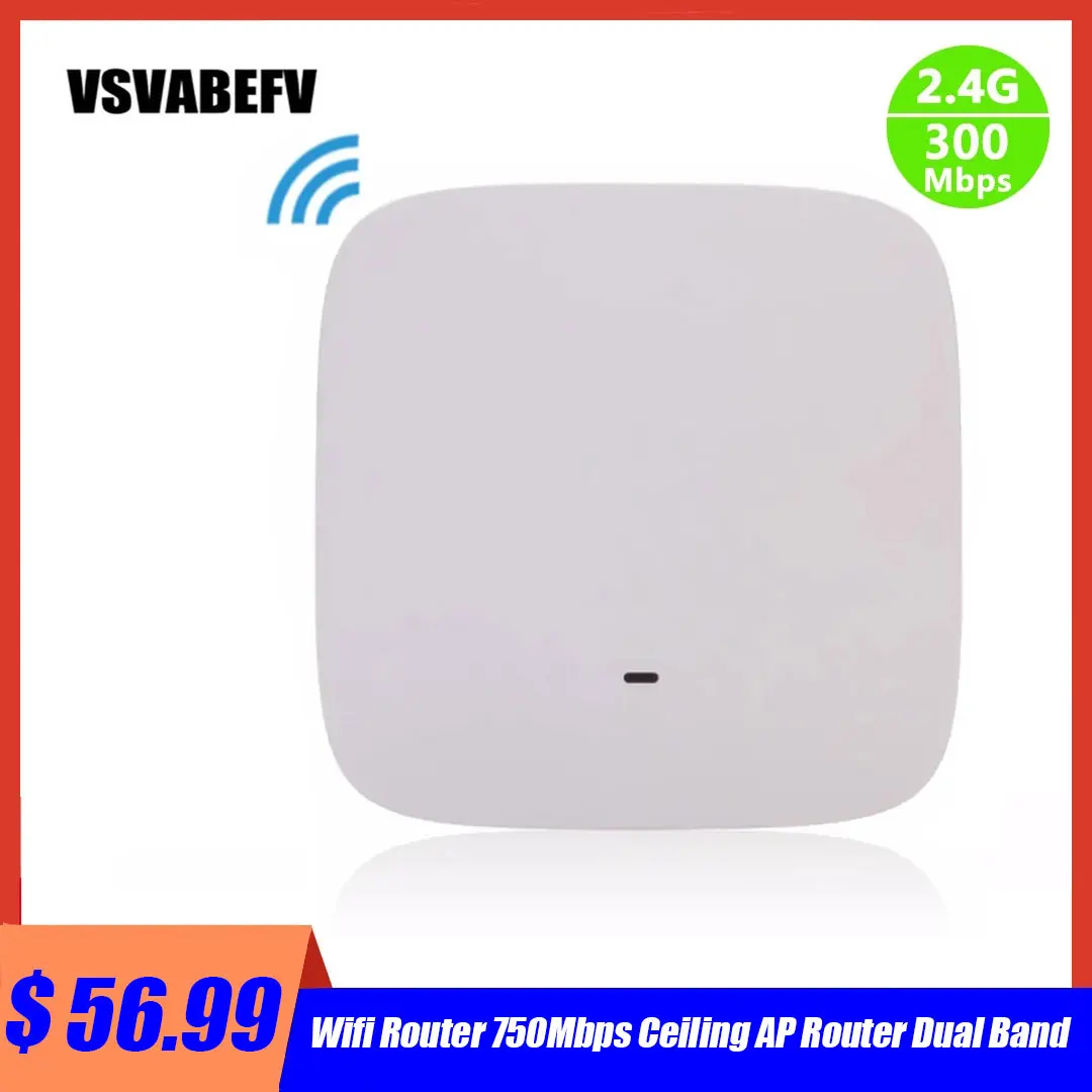 Wifi Router 750Mbps Ceiling AP Router Dual Band 802.11ac AP Router Indoor Wireless Wifi Router With 48V POE Adapter