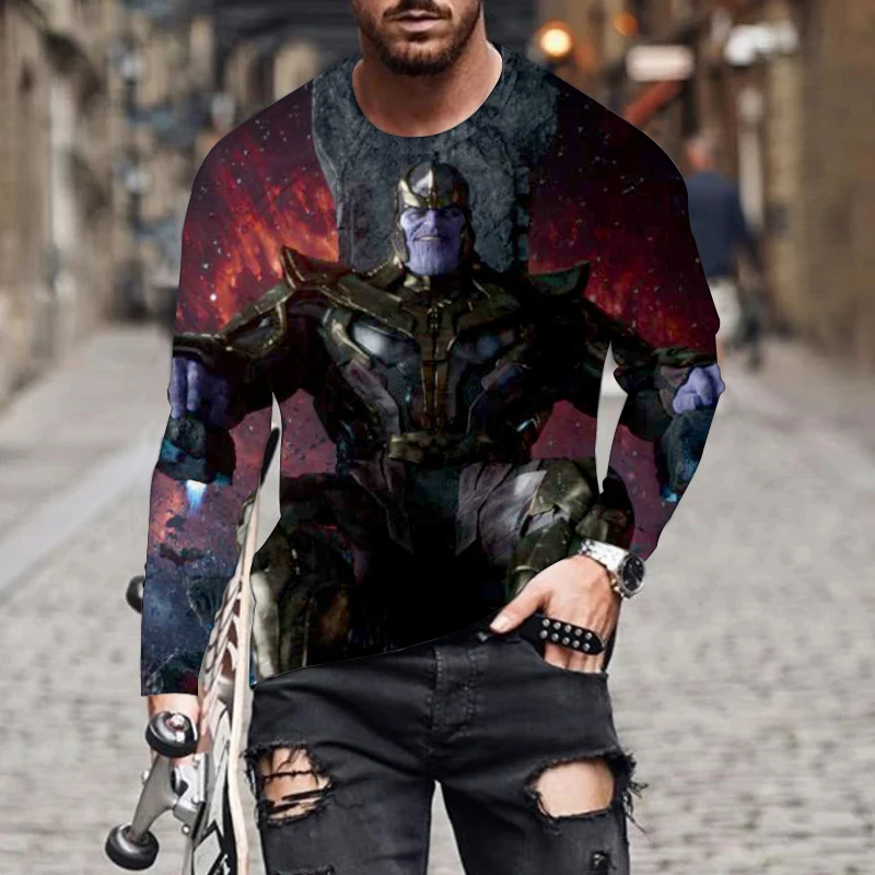 

2022 New Men's T-shirt Casual Sports 3d Animation Printing Men's Long Sleeve Street Trend Youth Round Neck Pullover