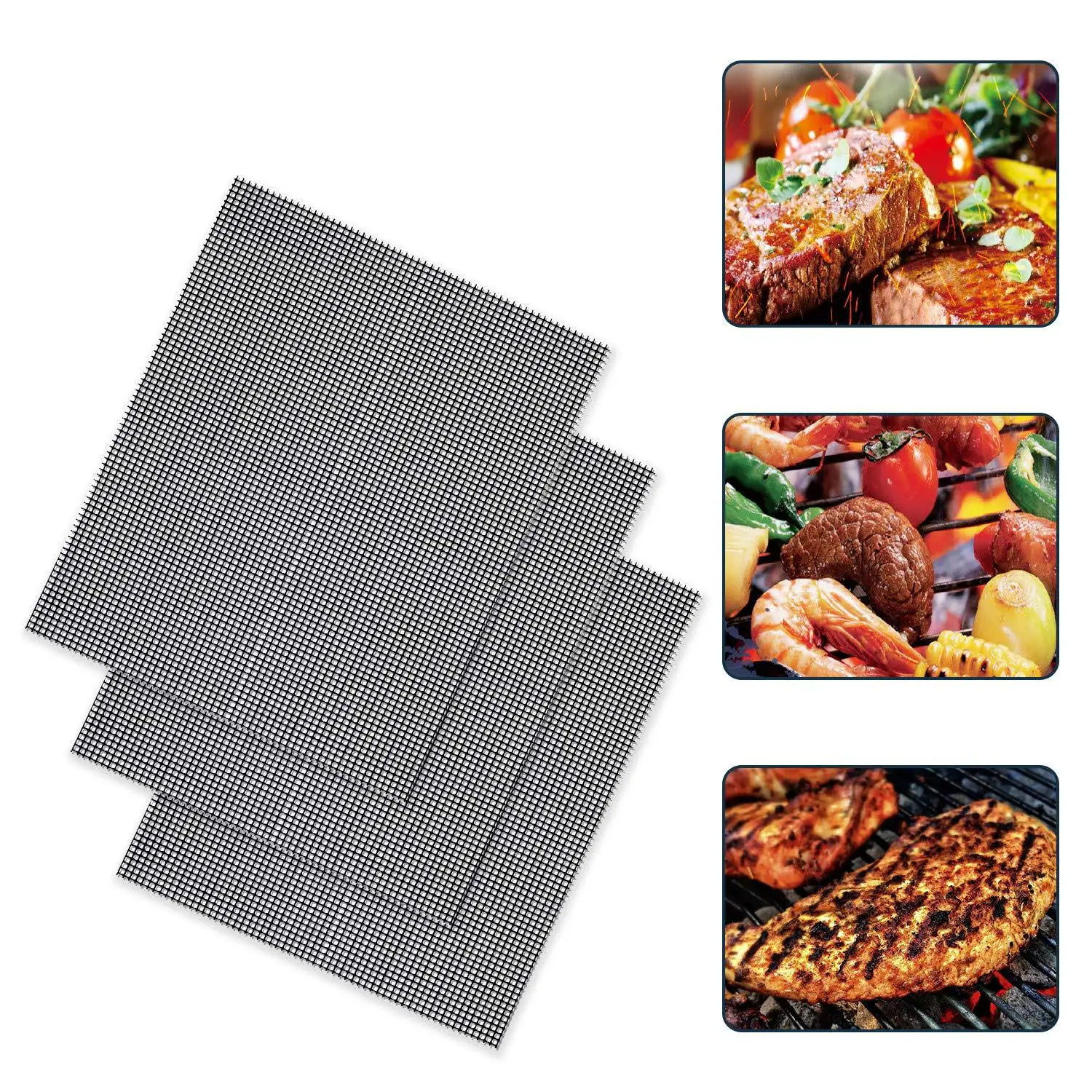 

BBQ Outdoor Cooking Mat Non-Stick Grid Shape Grilling Sheet Liner Fish Vegetable Smoker Mats Baking Kitchen Accessories 33x40CM
