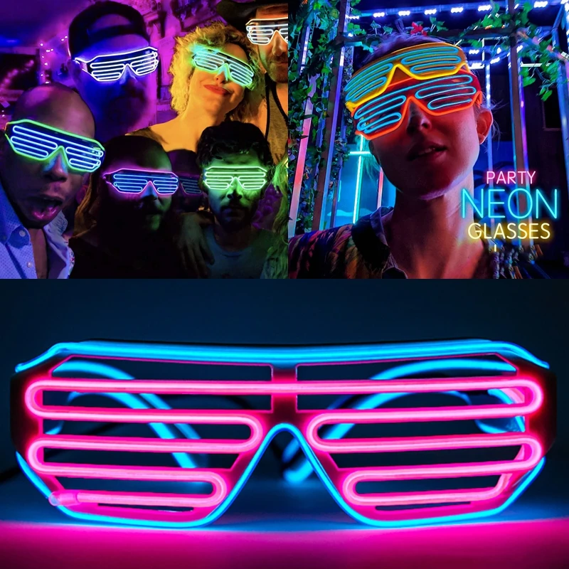 

LED Luminous Glasses Halloween Glowing Neon Bril Flashing Light Glow Sunglasses Glass for Festival Party Supplies Prop Costumes