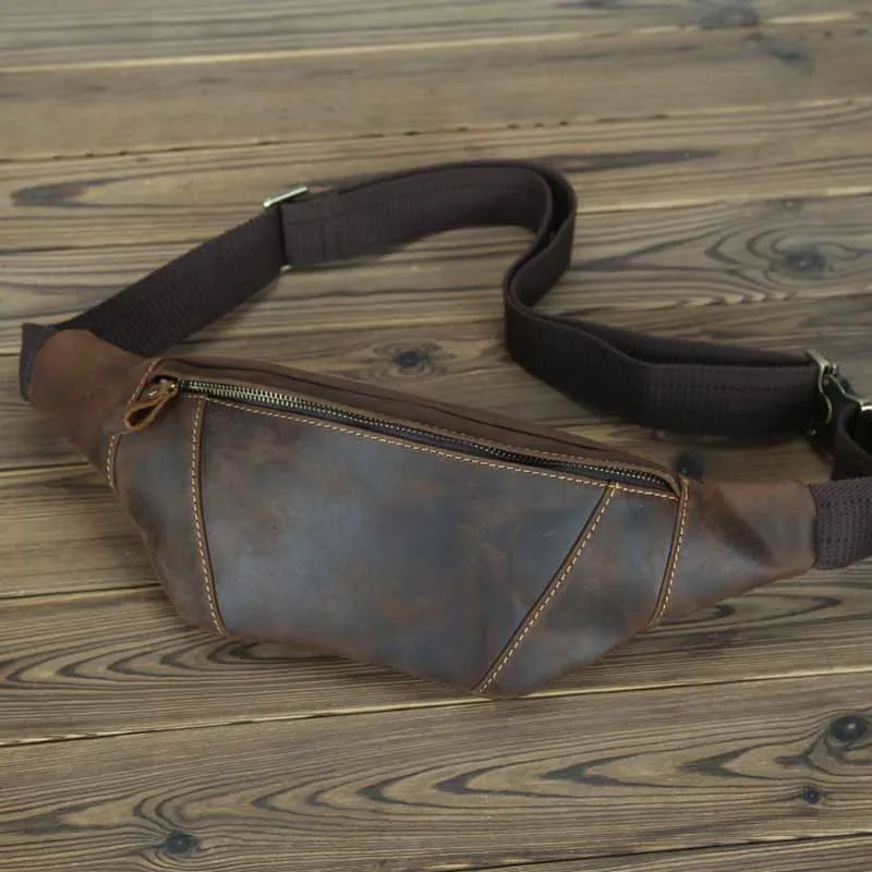 

Small Bag Chest Male Mini For Pouch Cowhide Bag Waist Leather Horse Phone Men's Pack Travel Luufan Bag Waist Belt Crazy Fanny