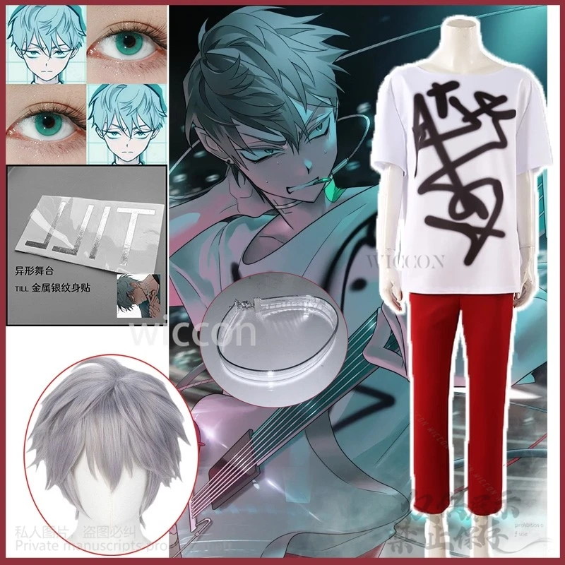 Anime Alien Stage Cosplay Till Costume Wig Tshirt Red Pants Fancy Party Halloween Tattoo Uniform Men Women Customized