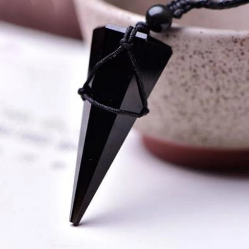 

Black Obsidian Natural Stone Pendants Starry Sky Spirit Pendulum Pendant Necklace Safe Lucky For Women Men Fashion Jewelry