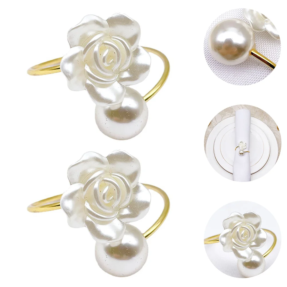 

2pcs Exquisite Napkin Rings Wedding Party Napkin Holders Flower Napkin Buckles