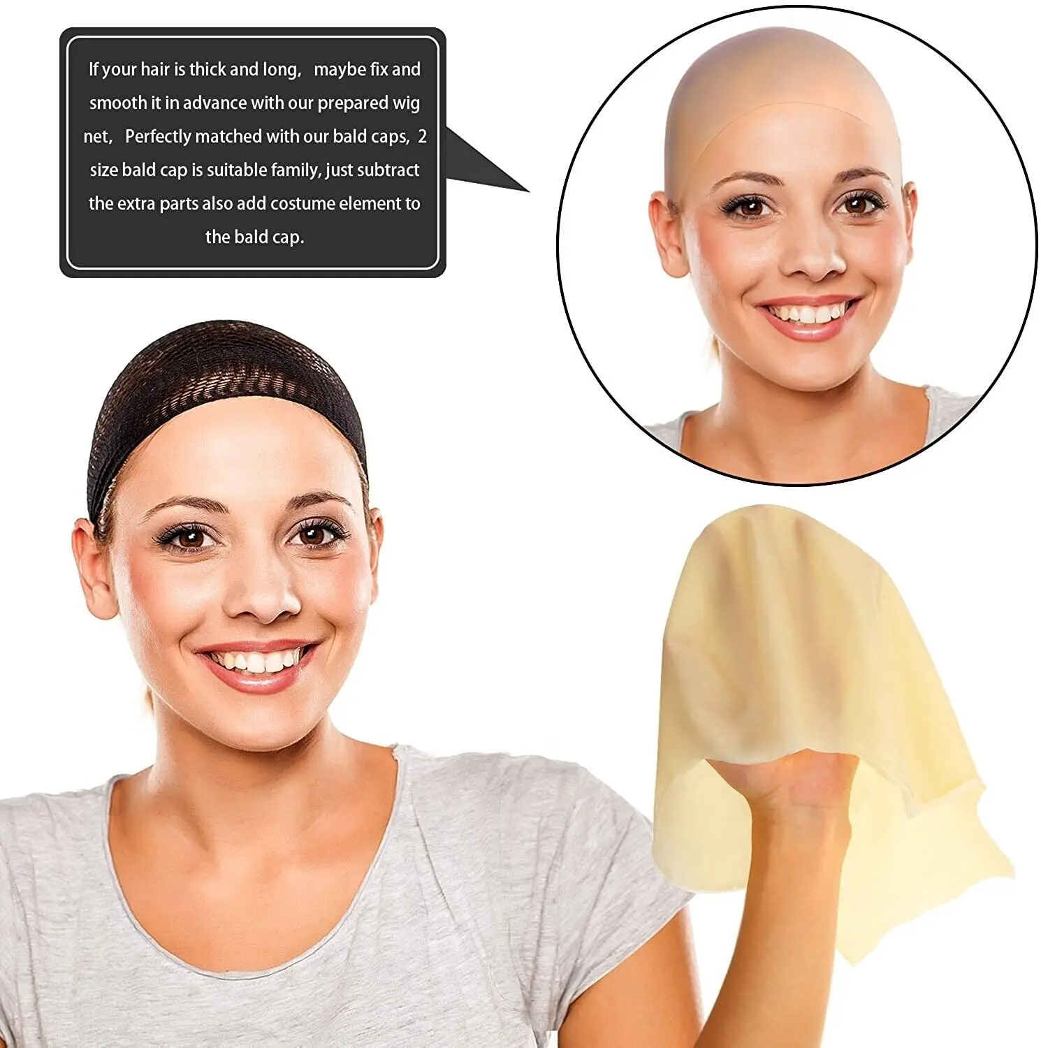 Unisex Latex Skin Fake Bald Head Wig Hair Cap Party Halloween Accessories Skinhead Styling Hair Cap Supplies Festival Activity
