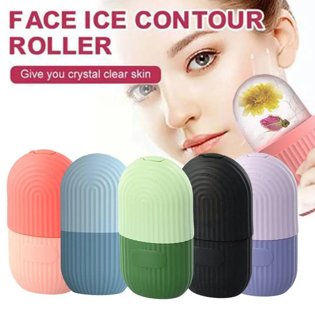 Facial Ice Cube Mold Silicone Freezing Beauty Swelling Washable Moisturizing Massager Oven Pink Icing Face Mould B9P0