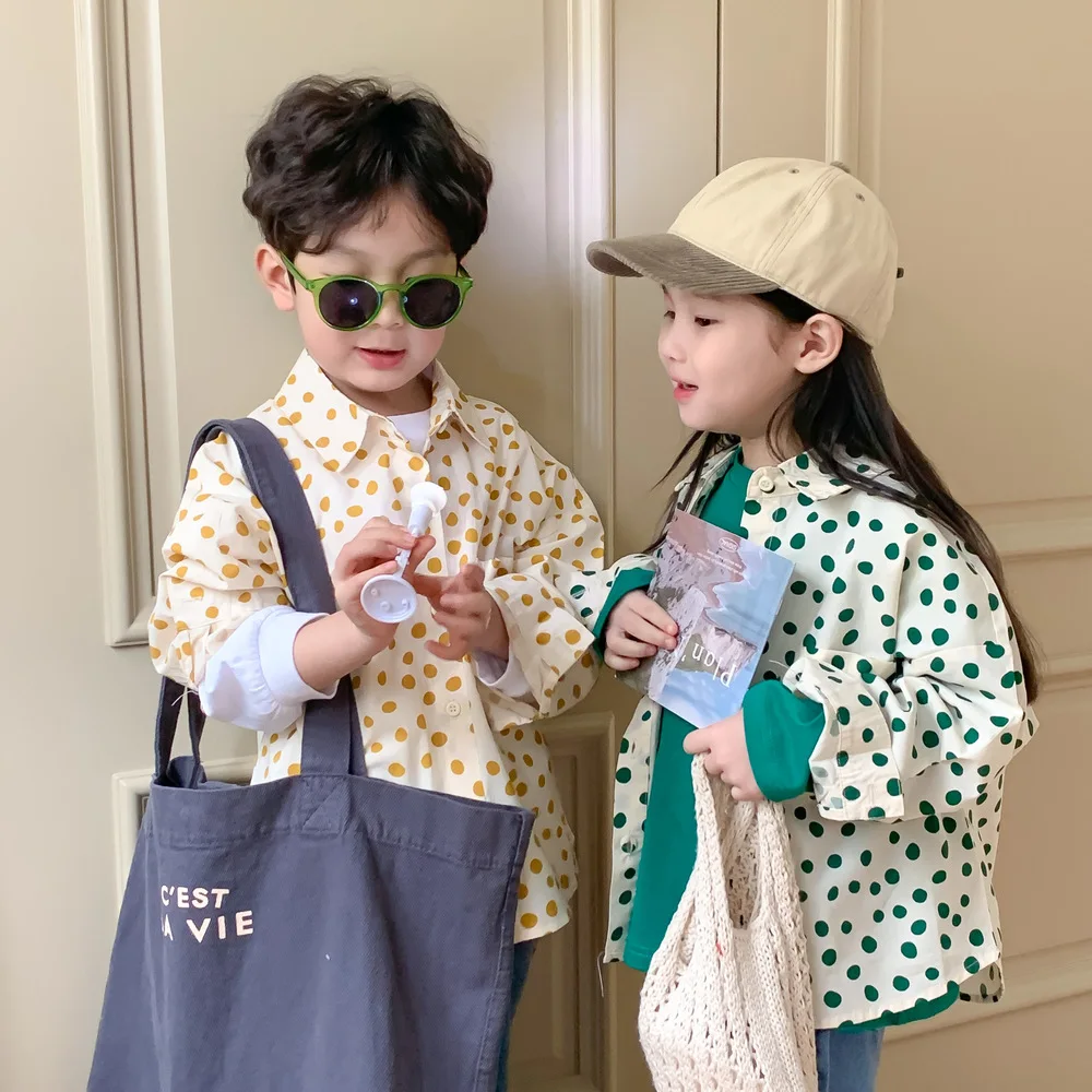 

Boy Child Shirt For Girls 2 To 8 Years Clothes 2023 Spring New Children's Clothing Fashion Korean Kids Baby Polka Dot Blouse