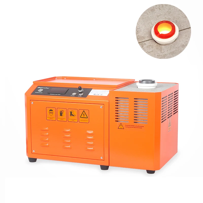2KG Mini Furnace 220V Cooper Furnace Induction 1450 Degrees Gold Melting Furnace With Water colling
