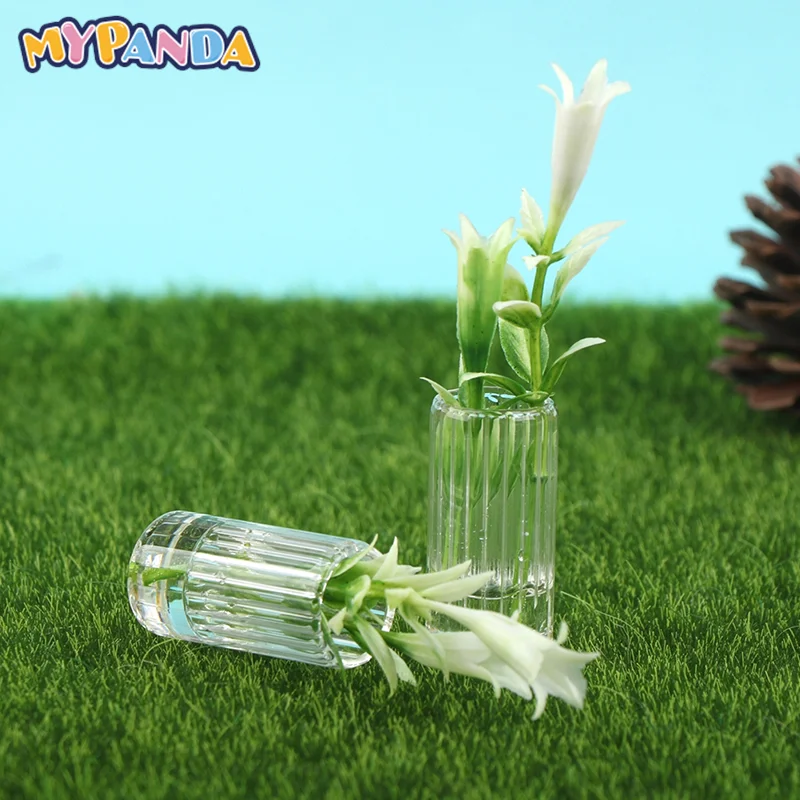 

Doll House Miniature Lily Simulation Green Potted Plant Flowers Basket DollHouse Decor Kids Pretend Toys