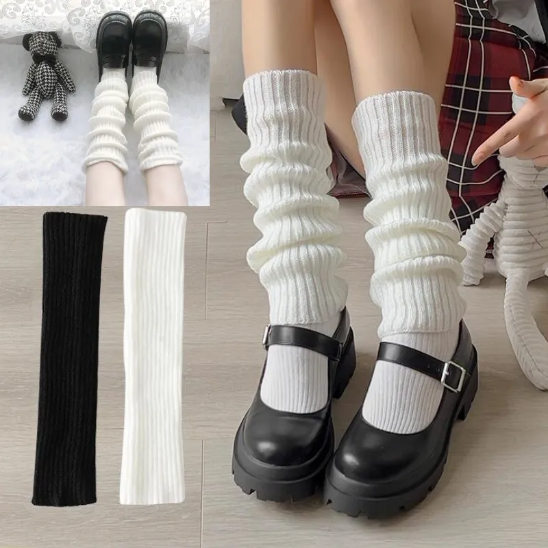 

Носки Женские однотонные до колен, теплые тонкие вязаные длинные зимние носки в стиле панк, косплей, готика, кавайные в стиле хип-хоп, рок, Y2k