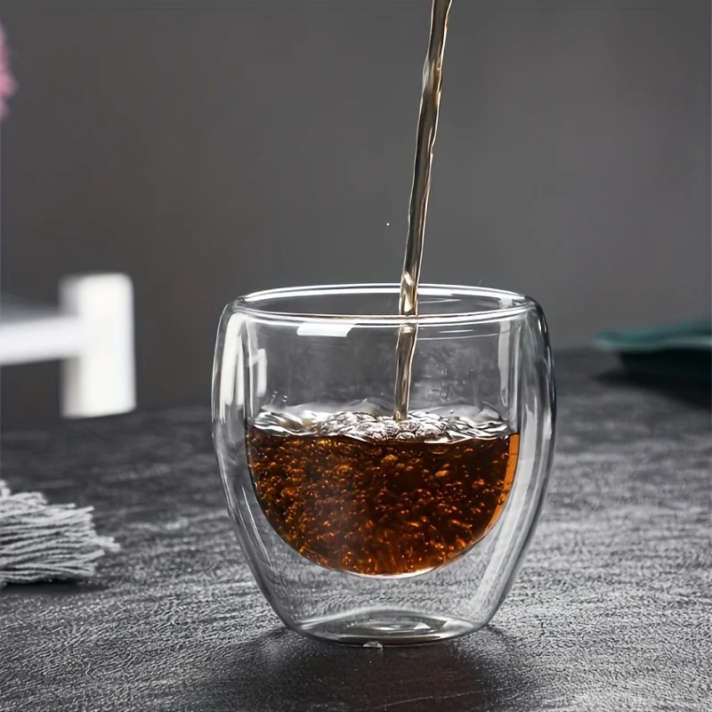 6 шт. стеклянные кофейные кружки 2 7 унции зеркальные чашки с двойной стенкой