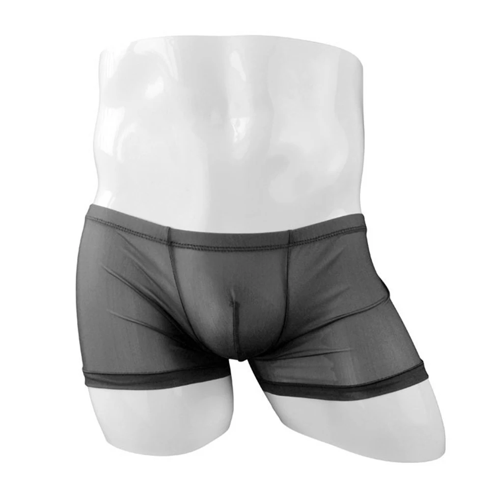 

Sexy Sheer Boxer Briefs Men See-through Underwear Male Breathable Underpans Transparent Mesh Panties Bulge Pouch Boxer Trunks