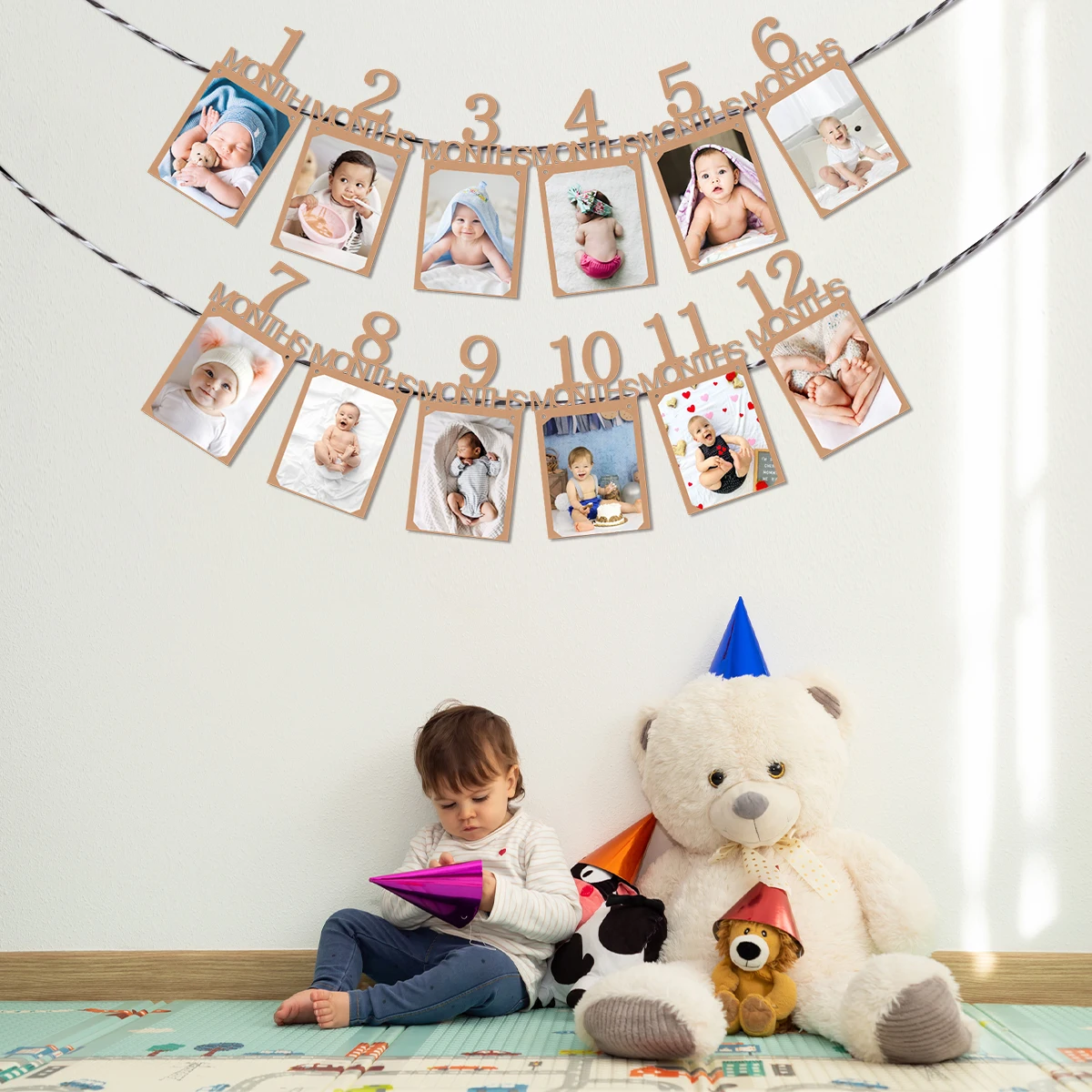 Фоторамка для первого дня рождения ребенка баннер из крафтовой бумаги фото