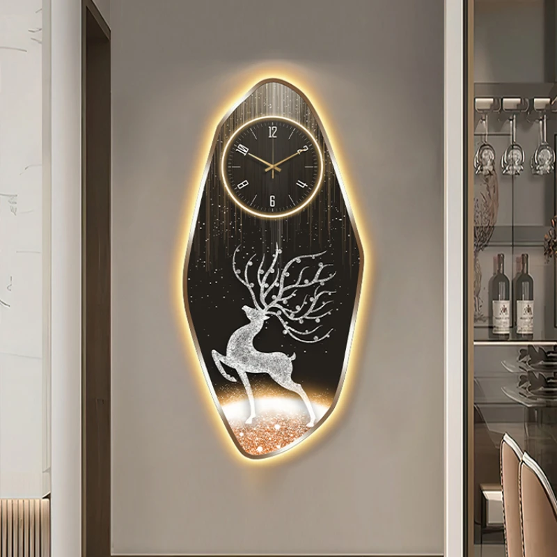 

Reloj de pared silencioso doméstico en la Sala de estar moderno y simple reloj luminoso LED para decorar el reloj de pared