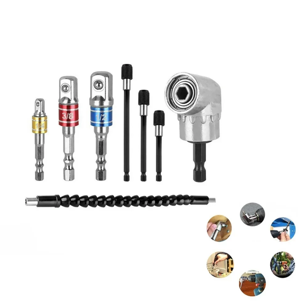 8 шт. аксессуары для электроинструмента адаптер 105 градусов 1/4 &quot3/8&quot 1/2 &quotгнездо