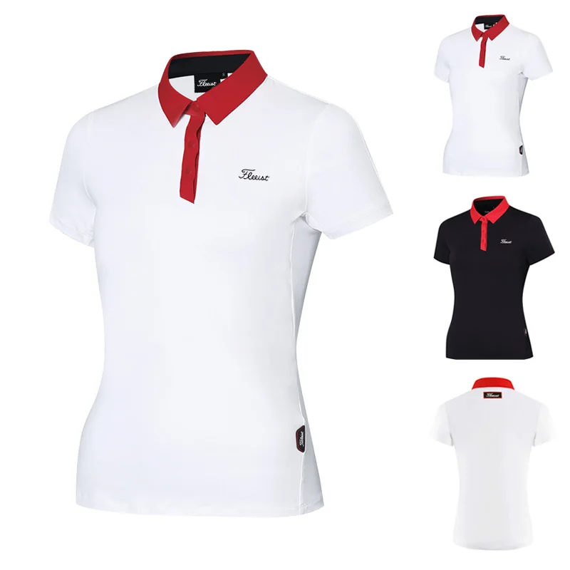 

2022 summer Golf women's Lapel top comfortable golf shirt sweat wicking moisture absorption slim fit breathable short sleeve new