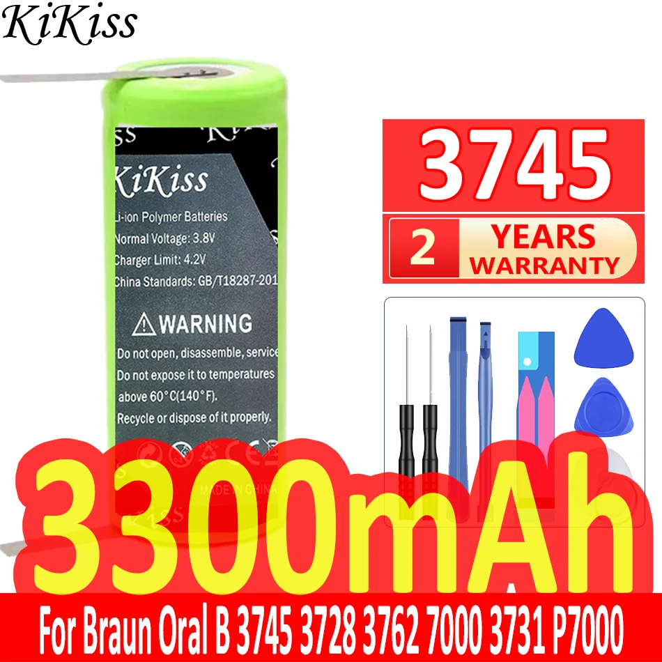 

Мощная батарея KiKiss 3300 мАч для электрической зубной щетки Braun Oral B 3745 3728 3762 7000 3731 P7000 D25 D28 1,2 в 42 мм X 17 мм