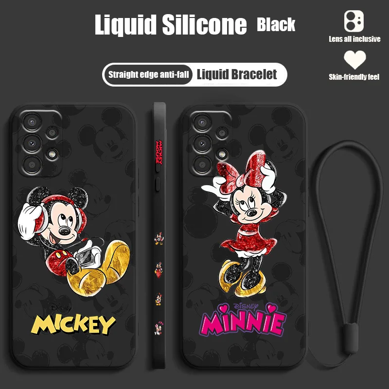 

Minnie Mickey Mouse For OPPO A96 A94 A93 A77 A76 A74 A73 A72 A57 A54S A53S A52 A33 A31 A12 Liquid Left Rope Funda Cover