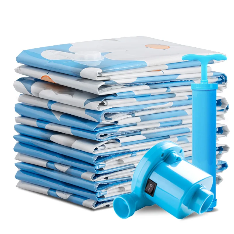 

Vacuum Compression Bag Blue Flower Type Quilt Storage Single Only Aspirator Pump