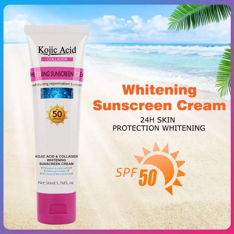 

GUANJING Kojic Acid Sunscreen UV Protection Moisturizing Brightening 50g Sunscreen Sunblock Skin Protective Cream Anti-Aging Oil