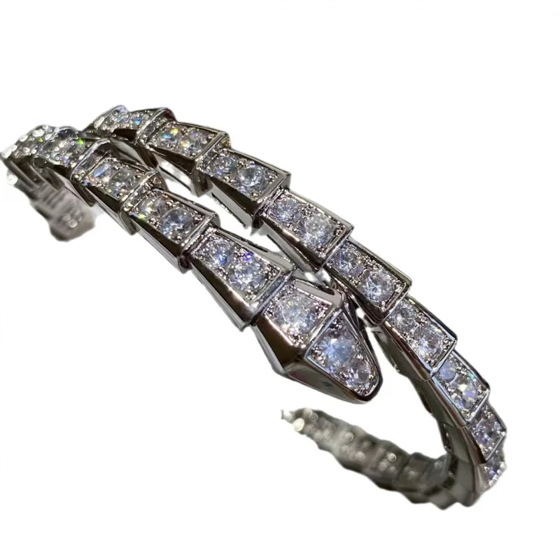 Толстый золотой браслет высокой версии весенний полный в форме змеи женский из