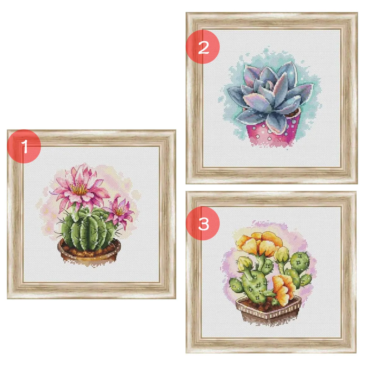 

Fishxx Cross Stitch Kit Accurate Print Triptych B1585 Cactus Succulents